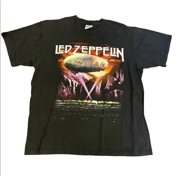Vintage 1999 Led Zeppelin Band Zoso Tour T-Shirt Hanes Tag Double Sided Size XL - Picture 1 of 5